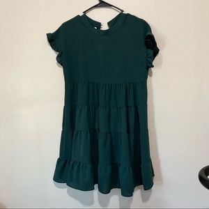 Green Babydoll Ruffle Dress